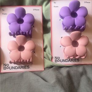 NEW No Boundaries Flower Hair Claw Clips - Purple & Pink